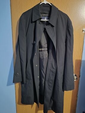 Mens Vintage London Fog Trench Coat Black Size M Regular Pre Owned